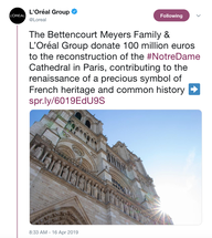 LOreal To Support Reconstruction of Notre Dame Cathedral image